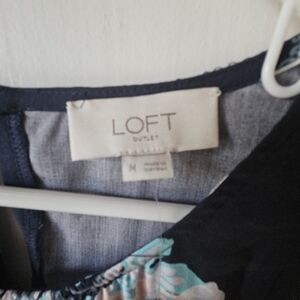 LOFT Navy and Floral Cropped Jumpsuit